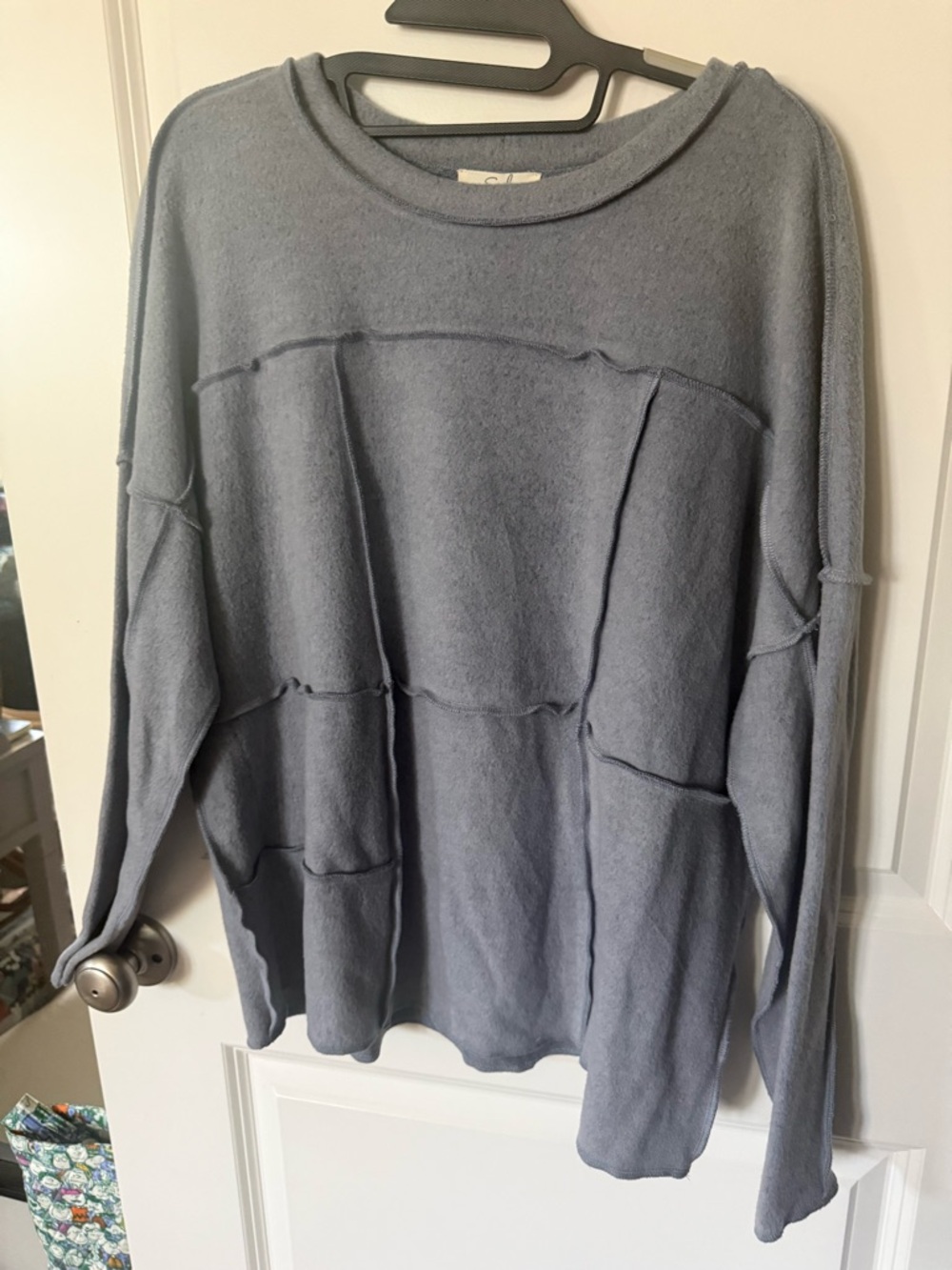 easel Blue Washed Panel Seam Sweatshirt